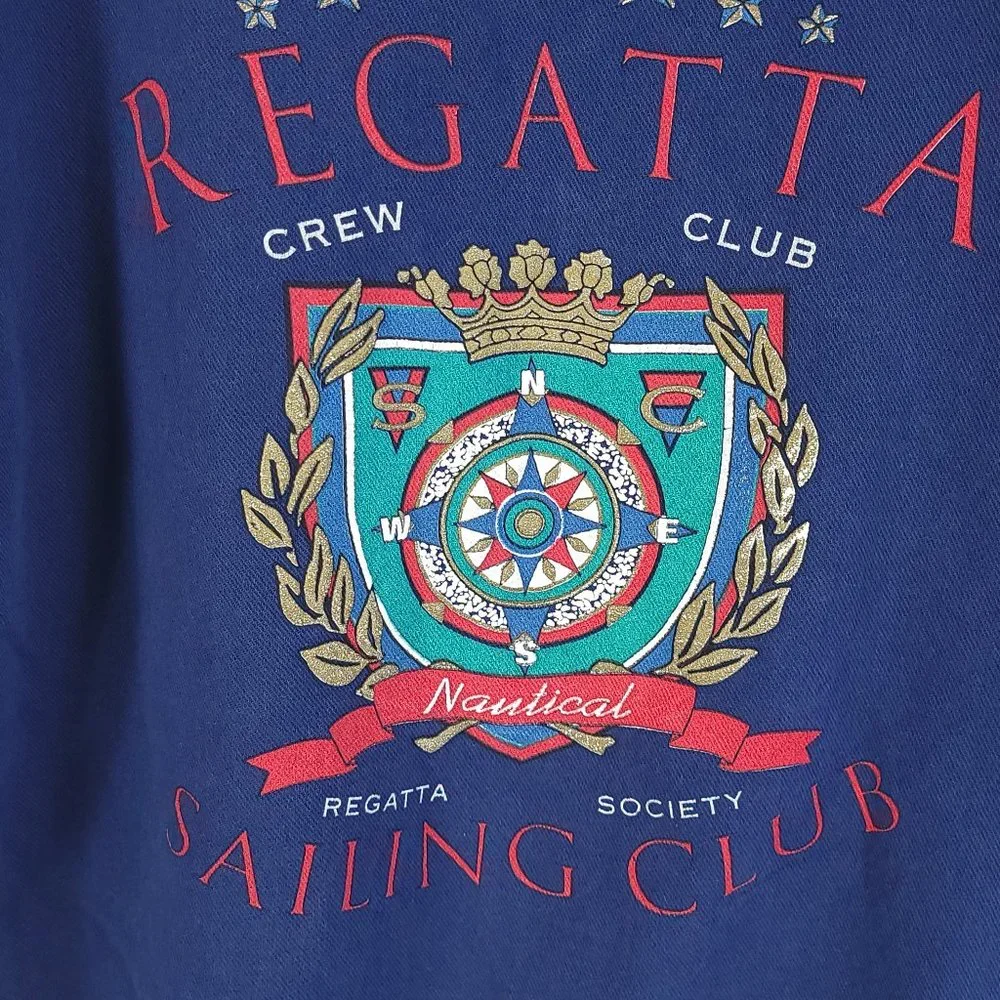Vtg Sycamore Brand Graphic Top Sweatshirt OSFA Regatta Sailing Club Distressed - Picture 3 of 7